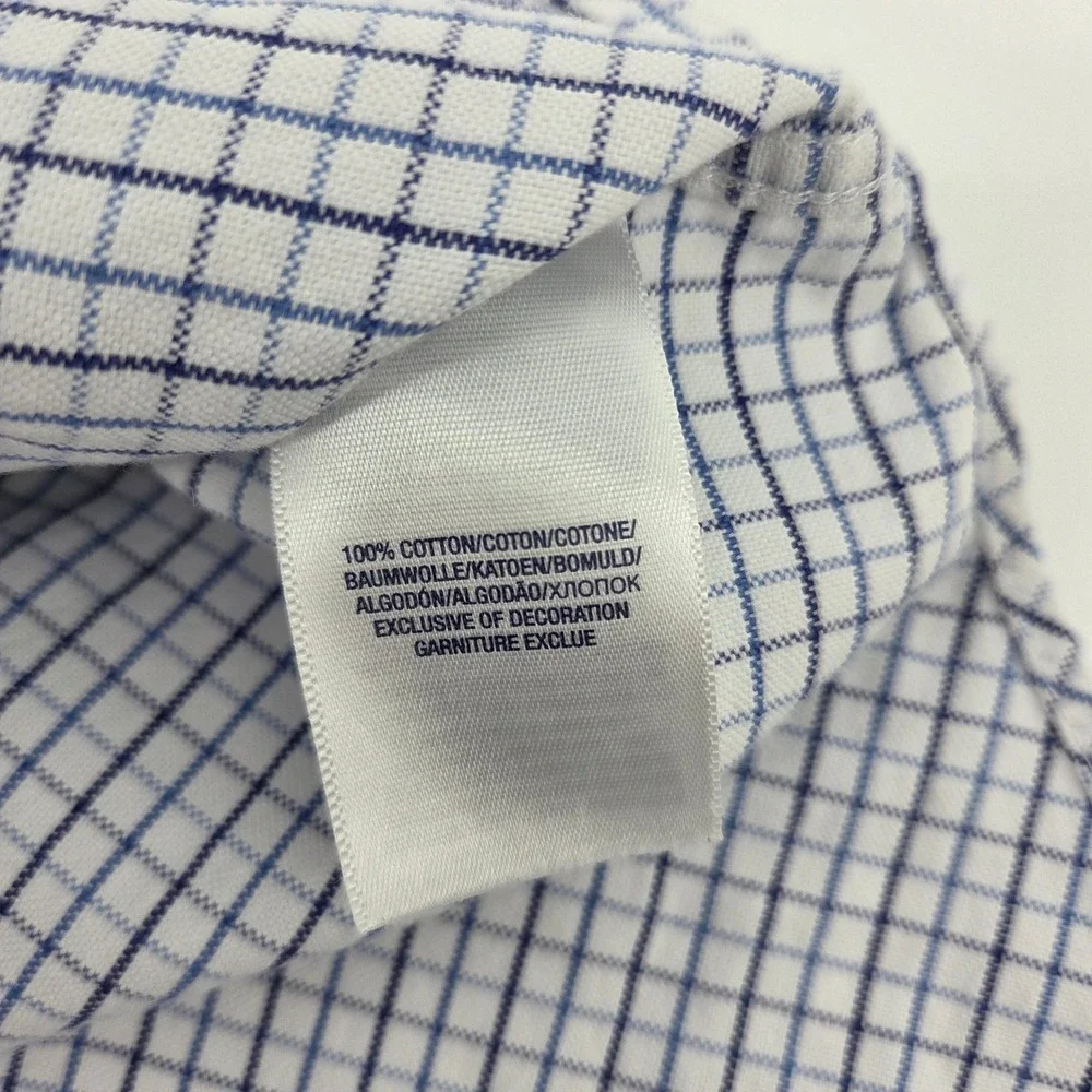 Ralph Lauren Button Down Shirt Boys 10 White Blue Check Preppy Academic Classic‎